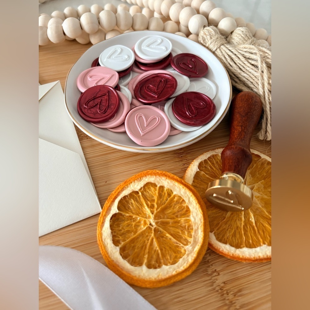 Handmade Heart Wax Seals Wedding Invite Peel & Stick Minimalist Boho | 25 Pack - Picture 2 of 16